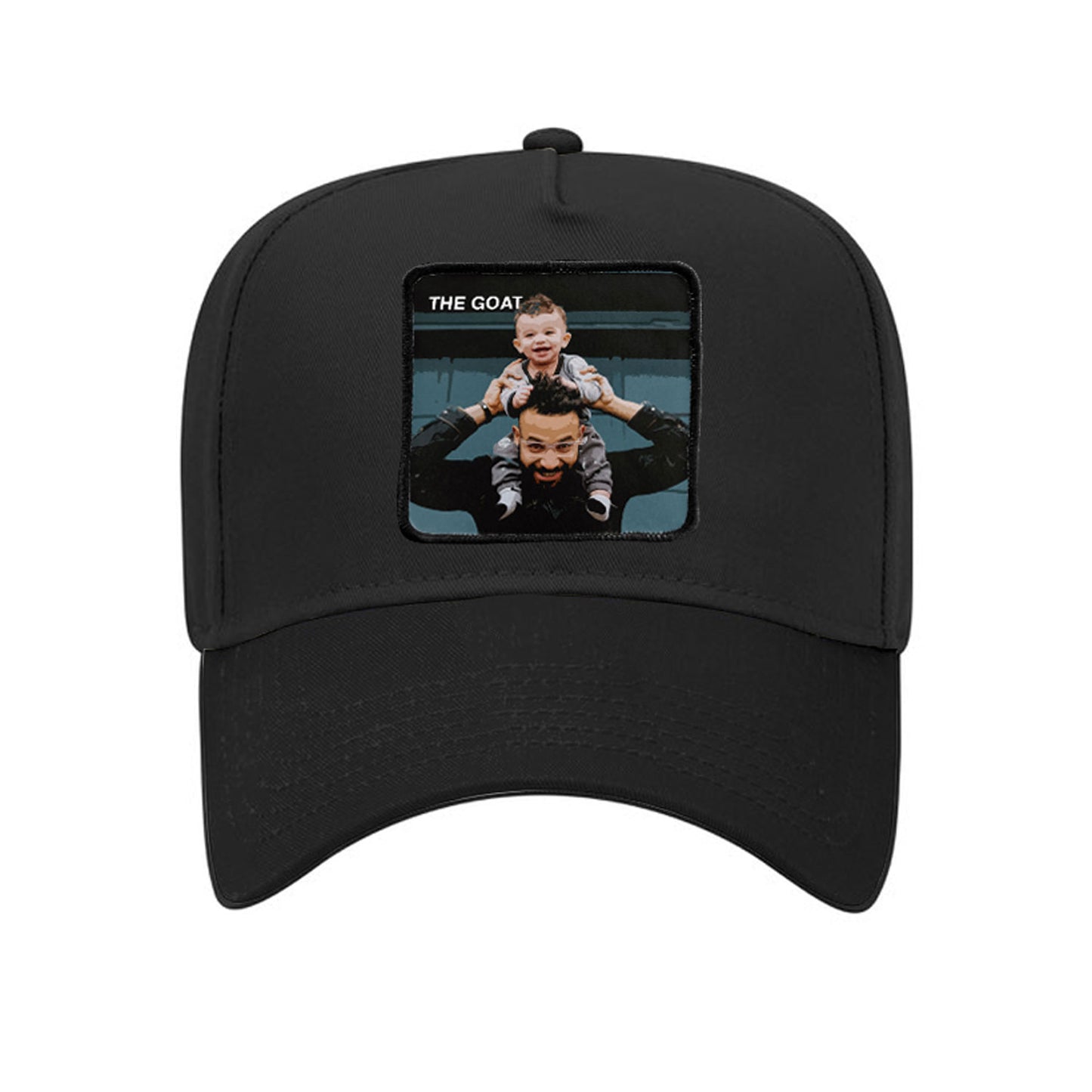 personalized hat with custom patch design in black