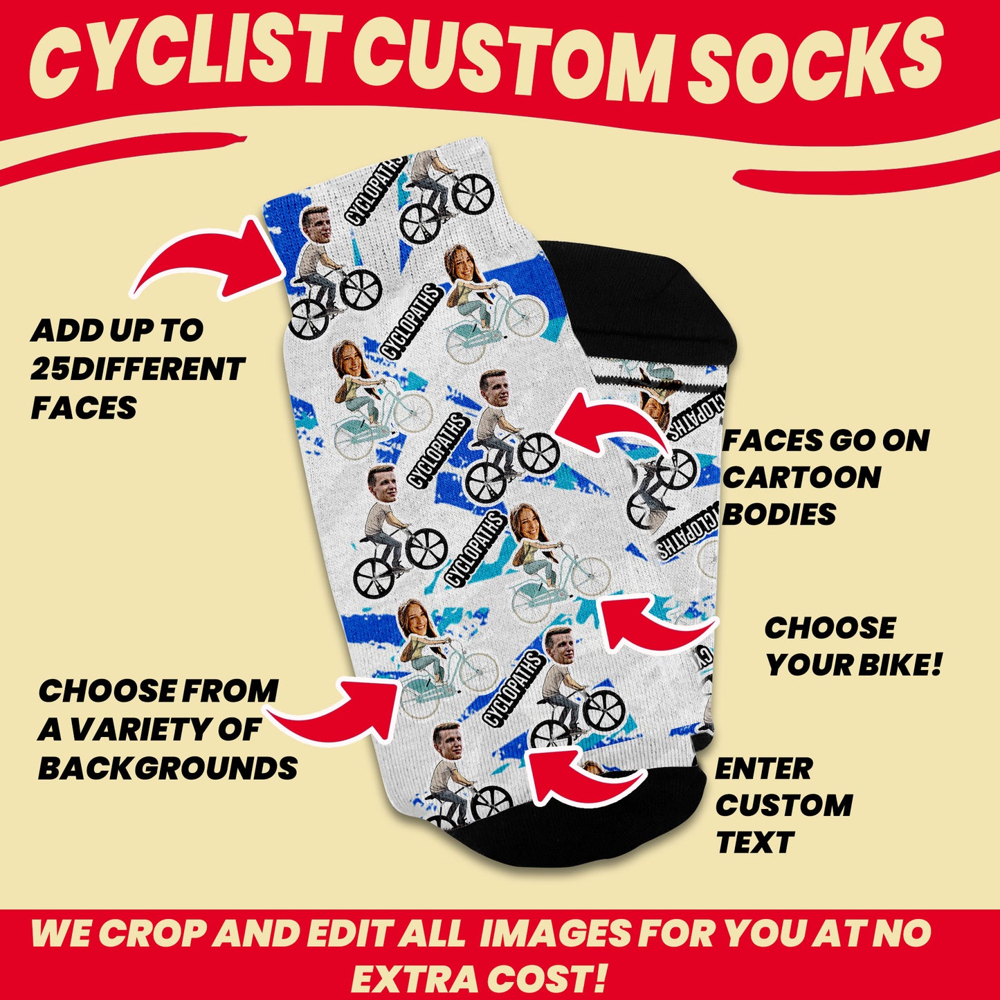 gifts for cyclist and bicycle lovers customization options such as custom text, background, faces and bicycles