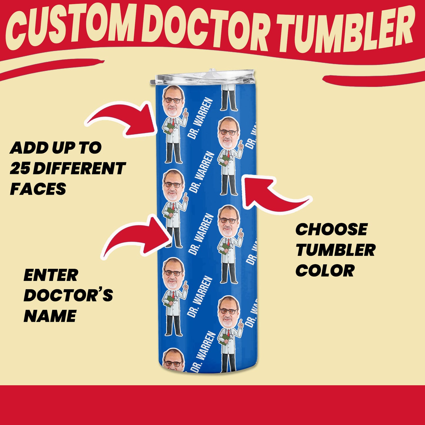 personalized gifts for doctor and physicians tumblers with faces