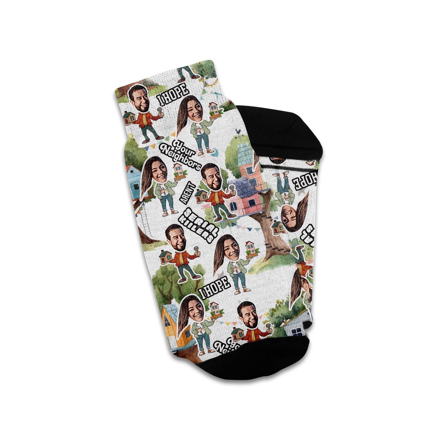 gift for new homeowners socks with faces and text