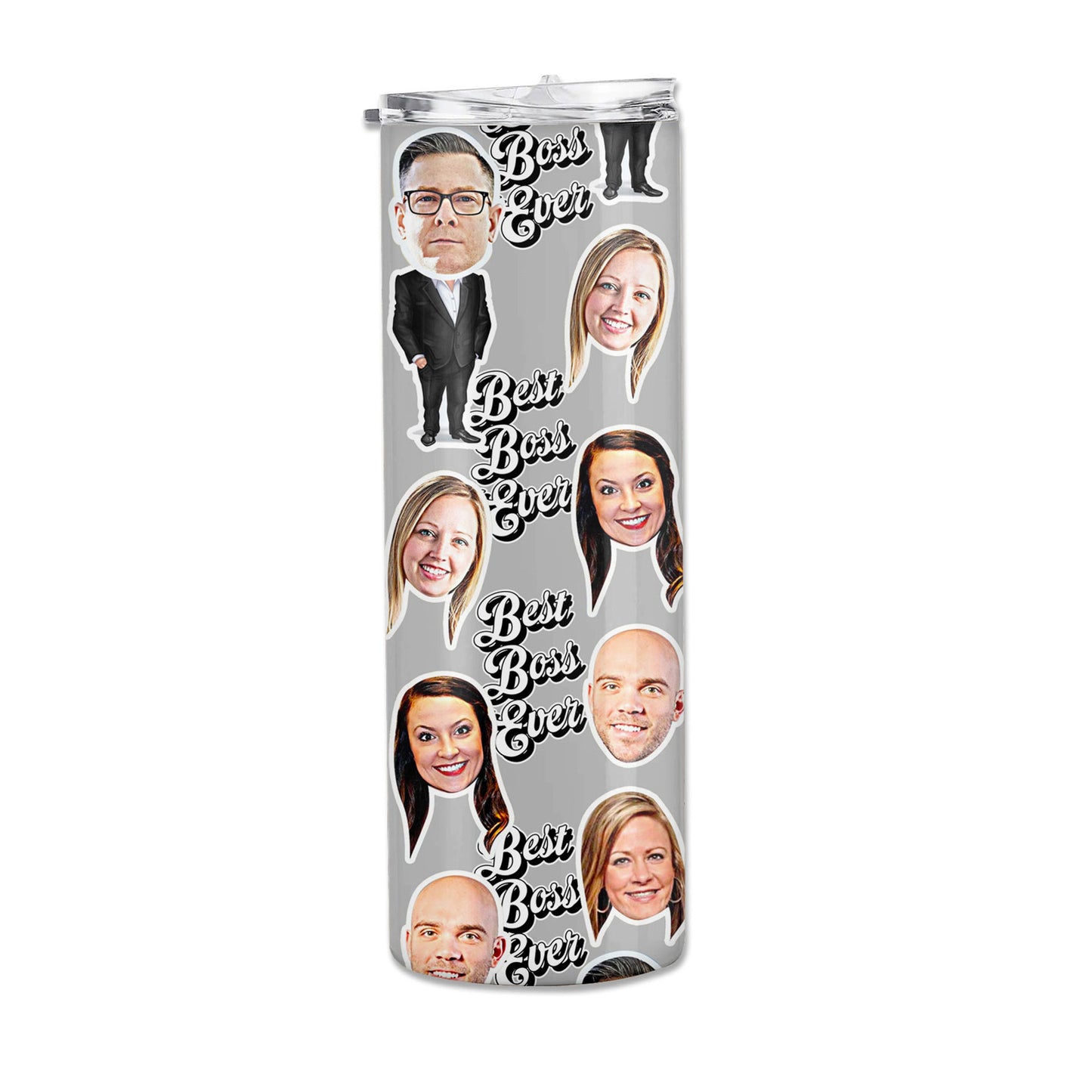 Personalized boss gift tumblers with faces