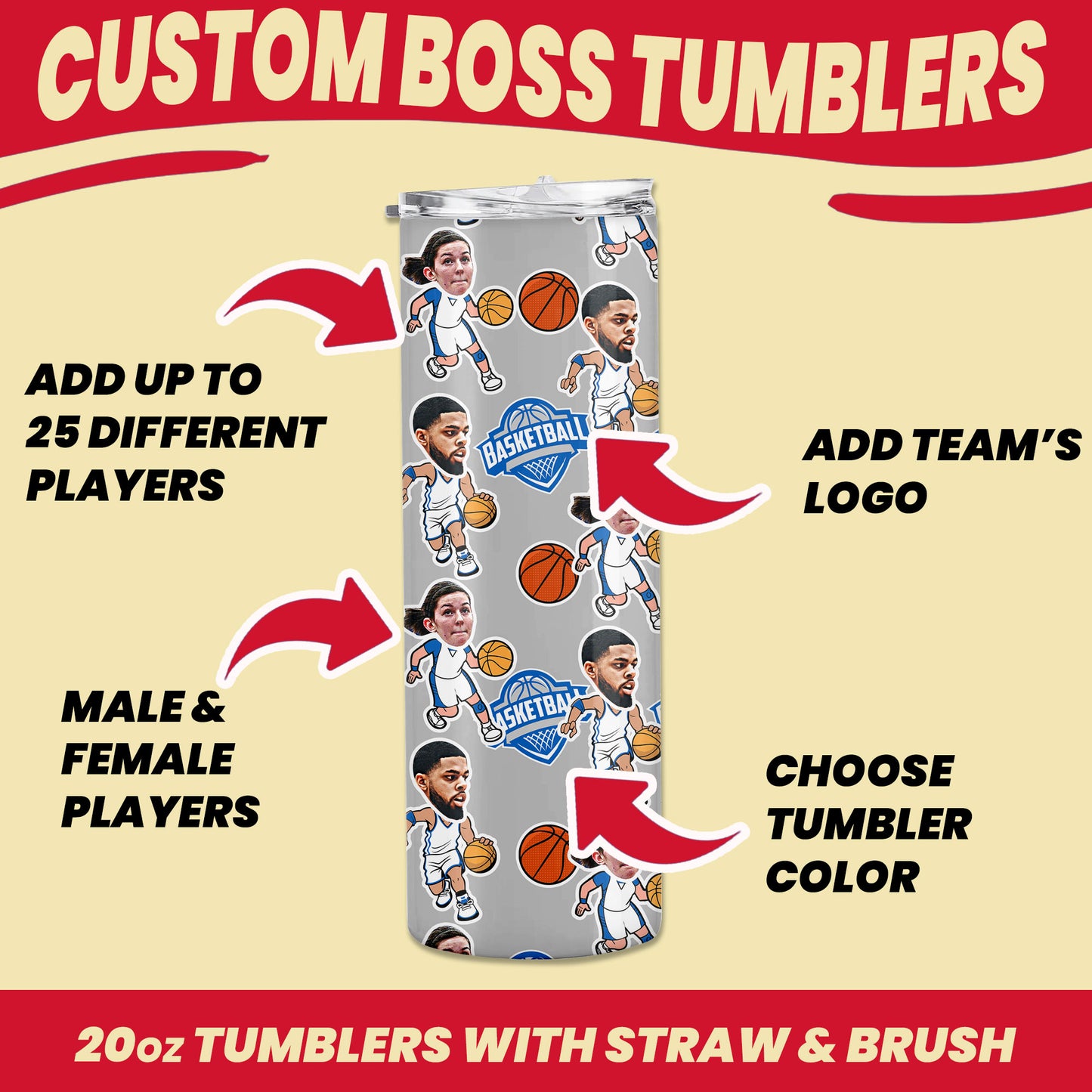 personalized basketball team gift tumblers customization options