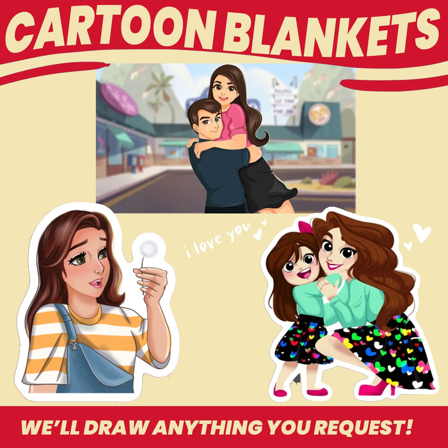 custom blankets of photo into drawing