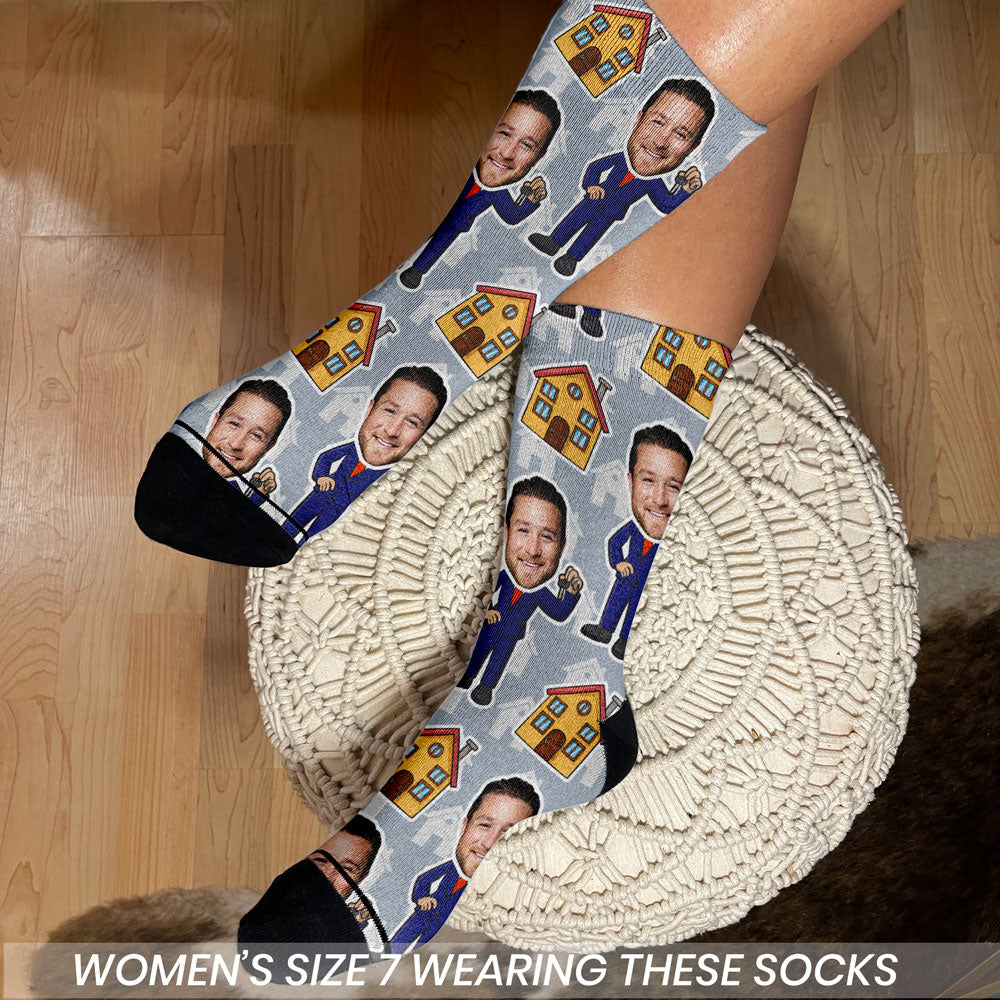 Realtor Gift Custom Face Socks