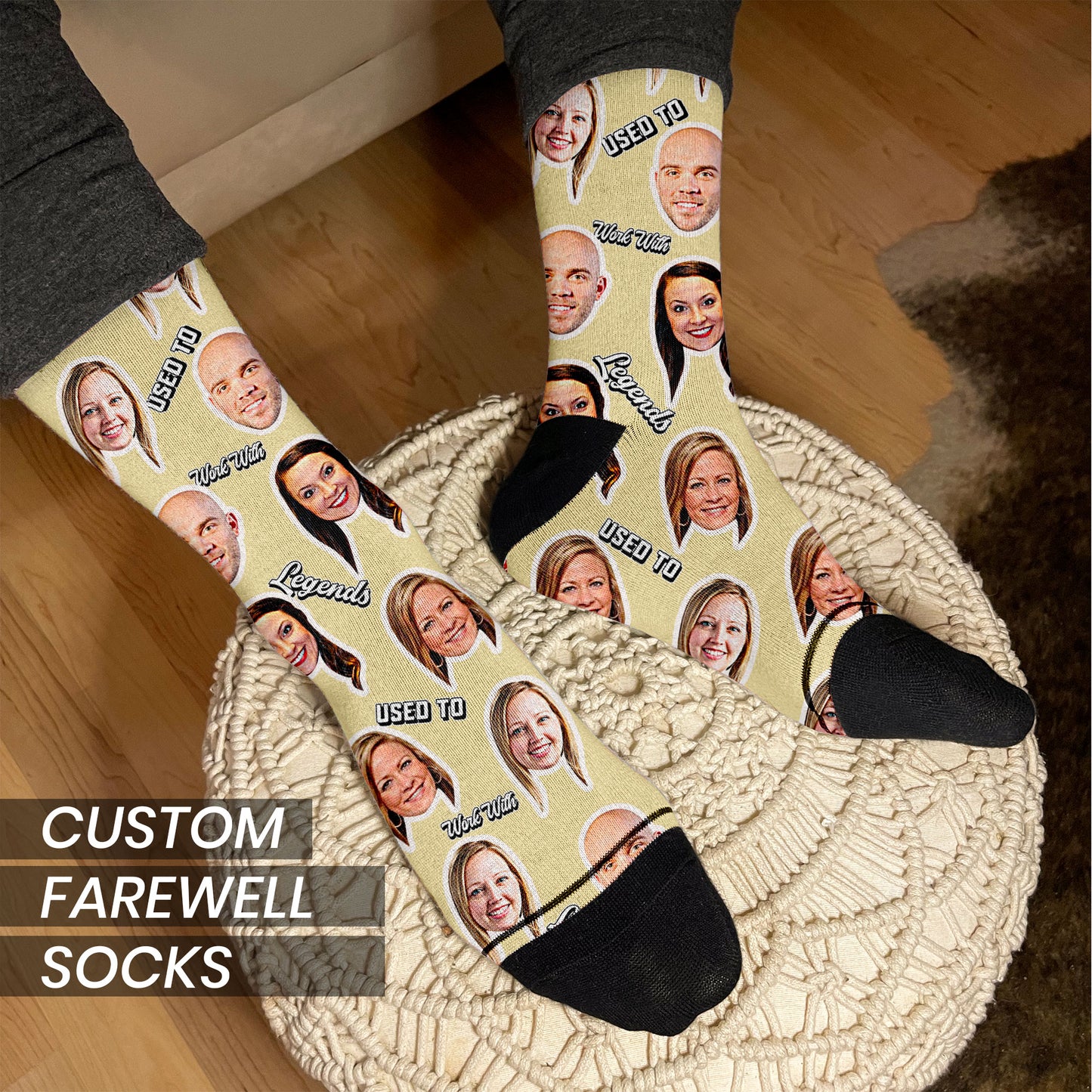 coworker leave gift socks for coworker leaving in beige with faces