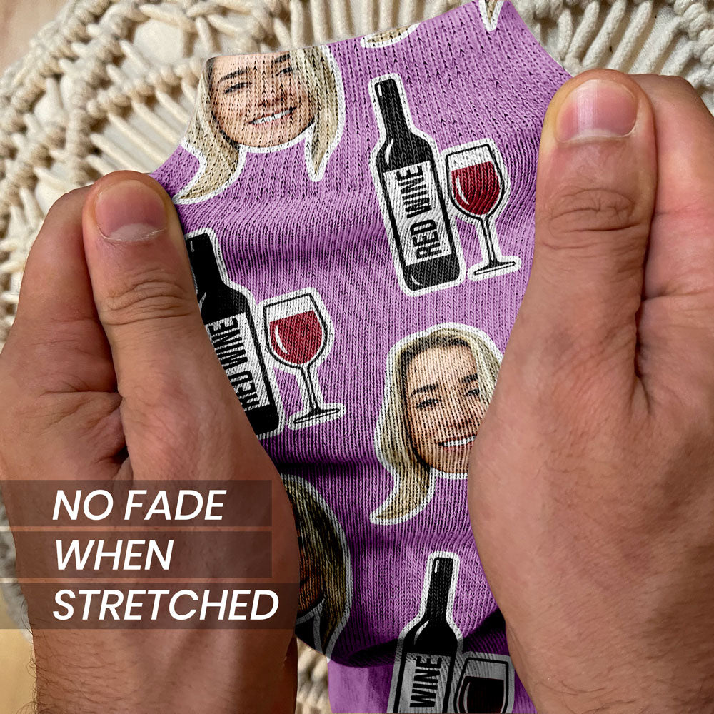 personalized wine drinker socks in purple