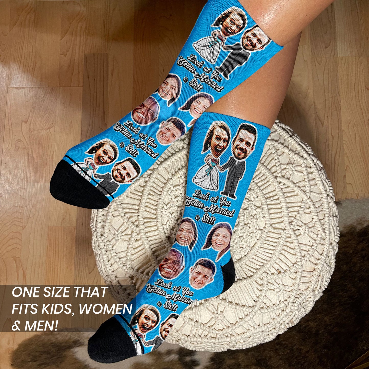 unique wedding gift for couples personalized socks with faces on woman's feet