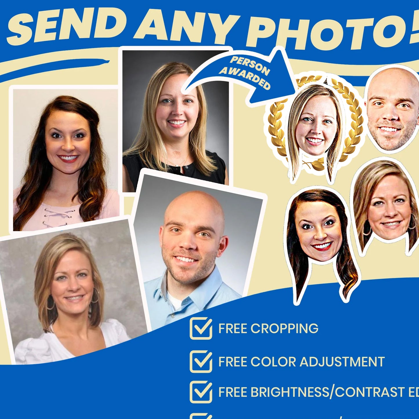 employee anniversary personalized socks with coworkers faces image cropping process