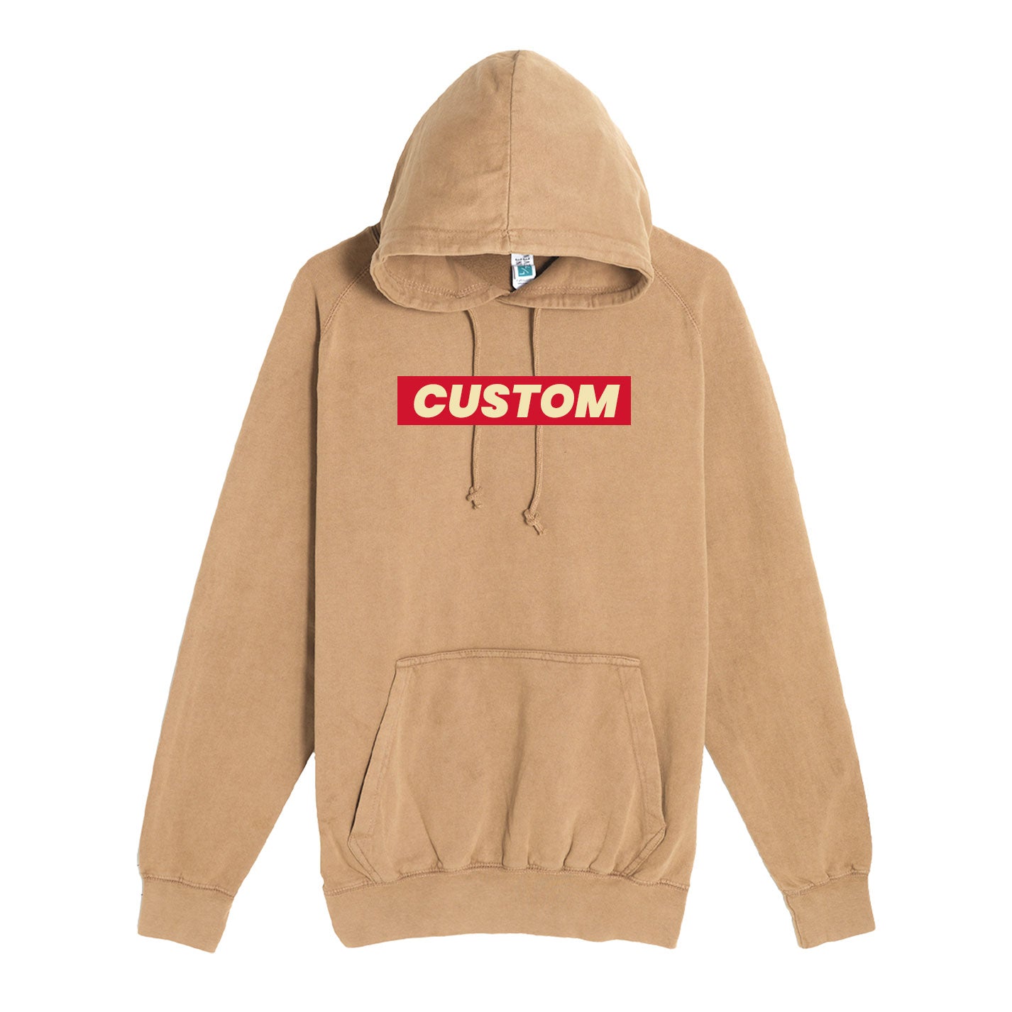 custom vintage hoodies in tan