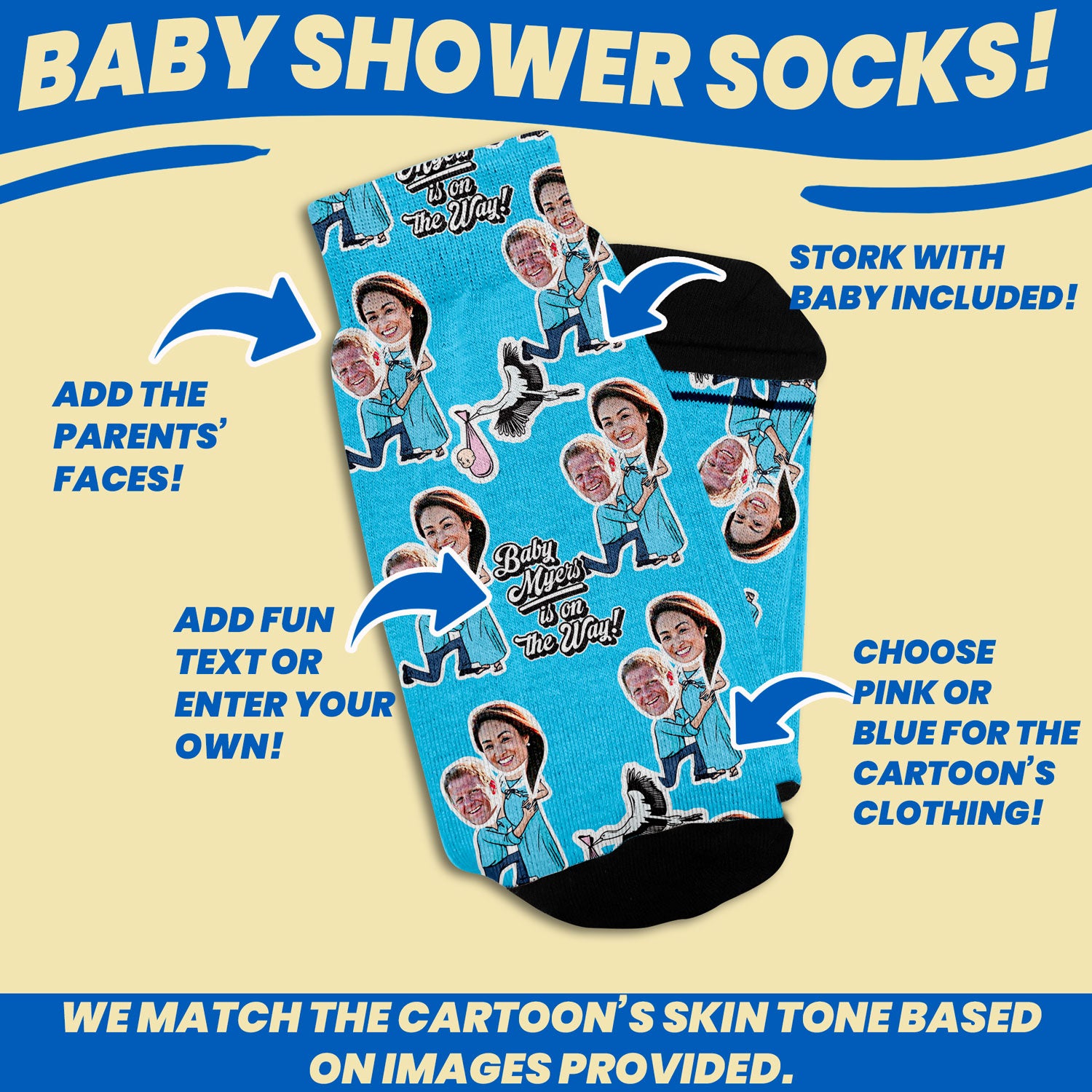baby shower gifts personalized socks with faces of new parents product features