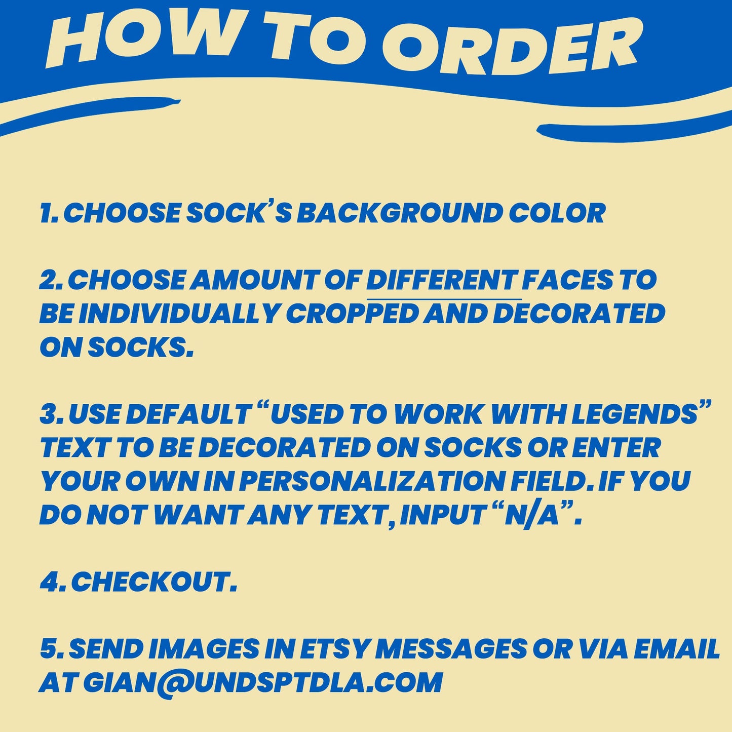 instructions on how to order the socks
