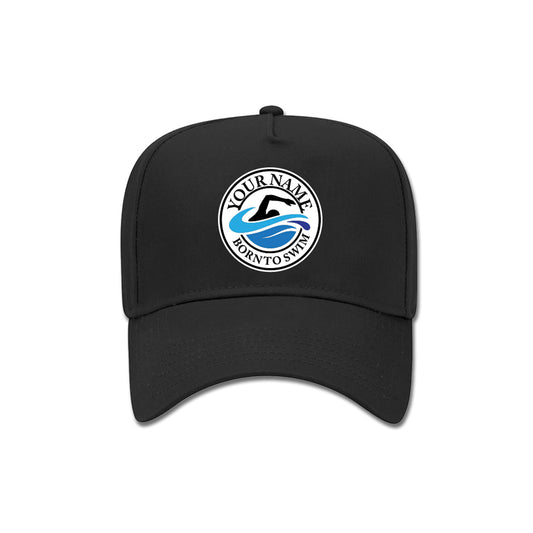gift for swimmers black  hat personalized with your text