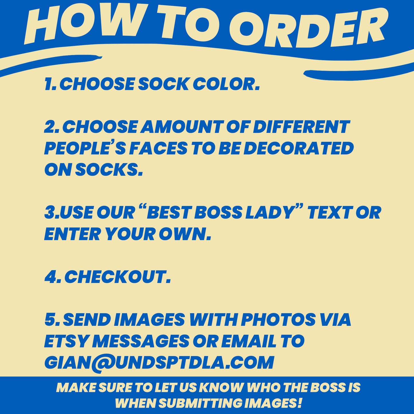 woman boss day gift personalized socks with faces instructions on how to order