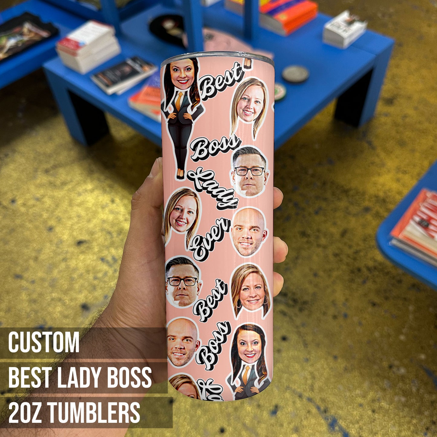boss lady woman gift tumblers customized with faces