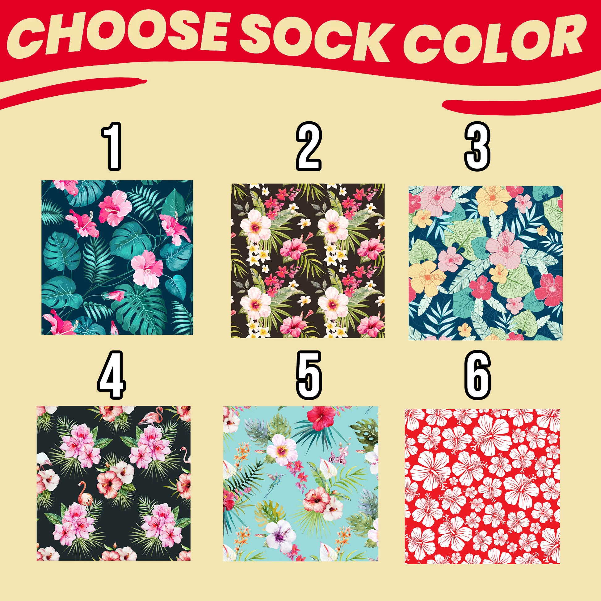 personalized hawaiian shirt style socks with your design, floral background options