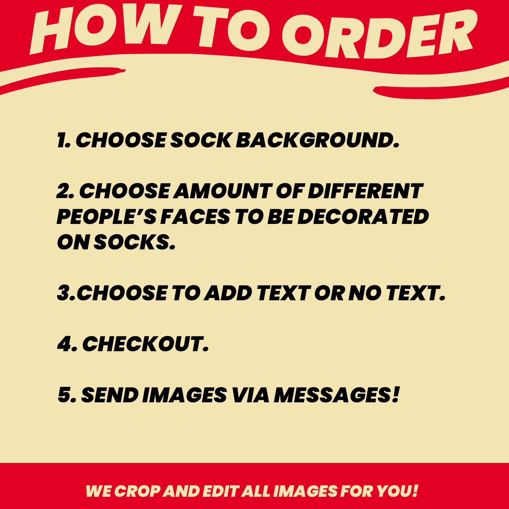 personalized hawaiian shirt style socks with your design, instructions on how to order.