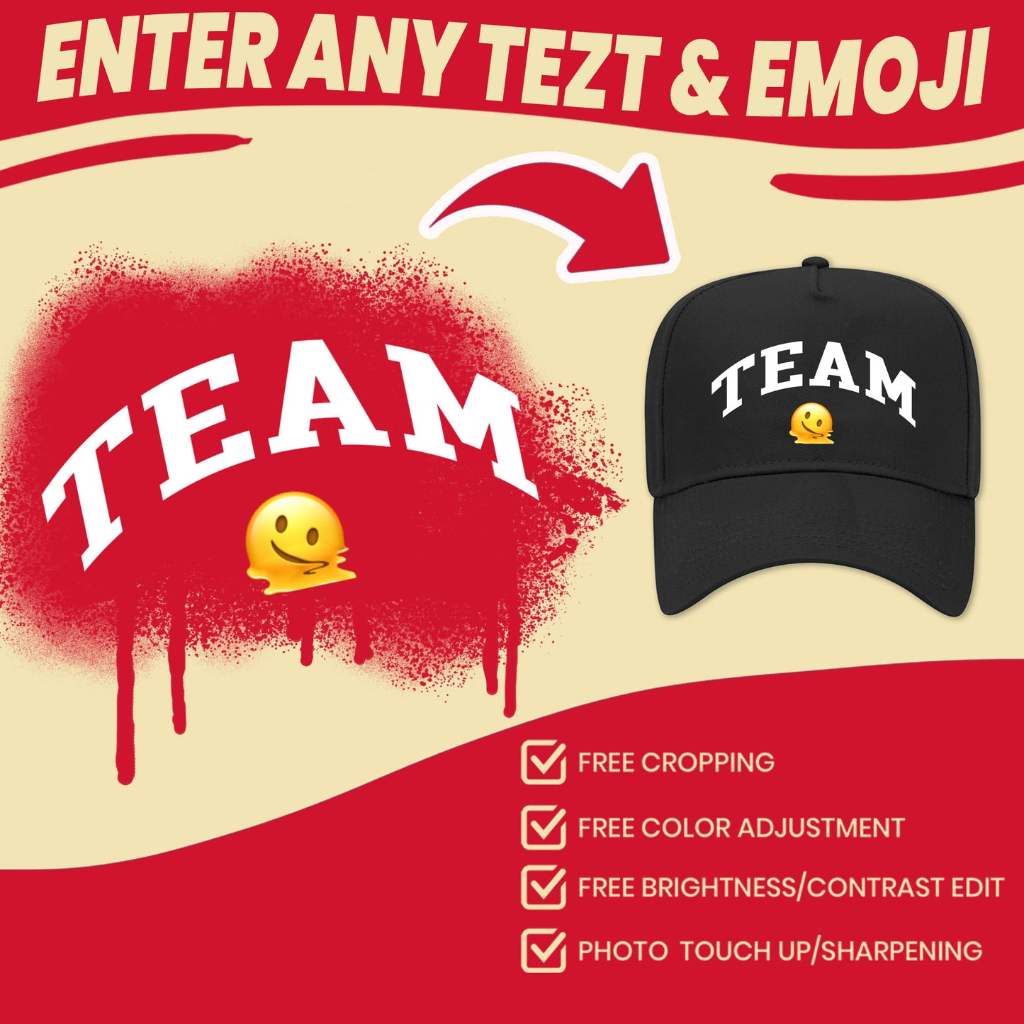 custom cap with emoji and text  customize with any text adn emoji