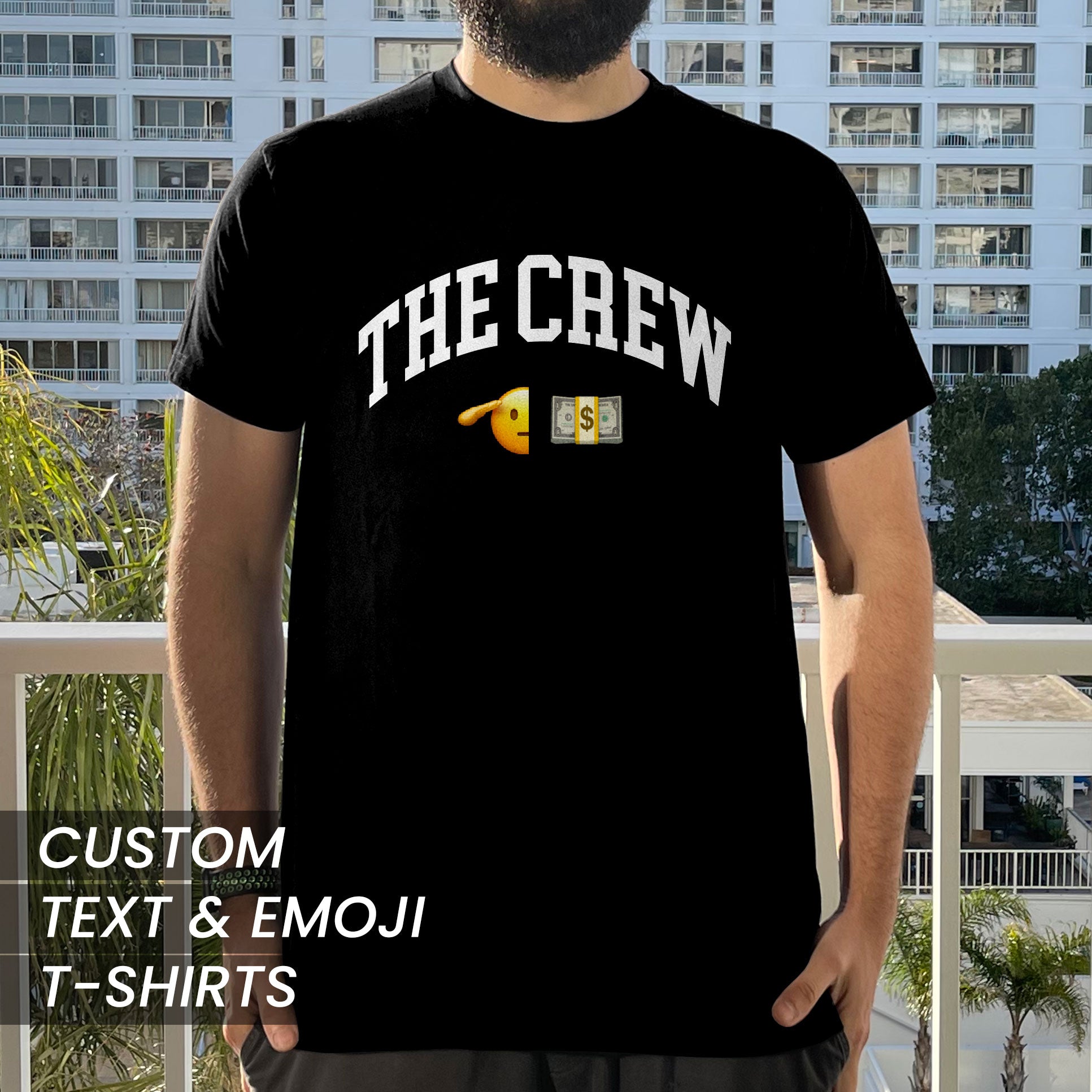 custom tshirt with emoji on male model