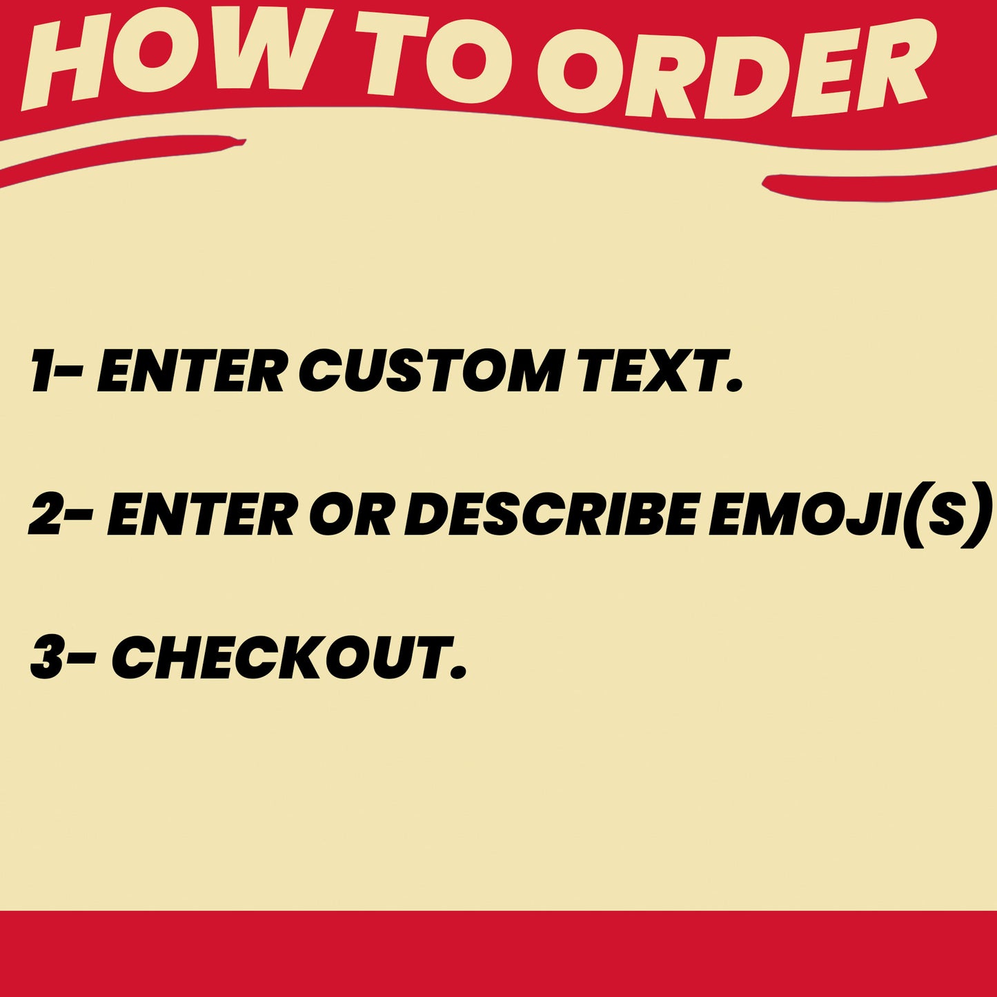 custom tshirt with emoji order in 3 easy steps. Enter text, enter emoji, choose size and checkout
