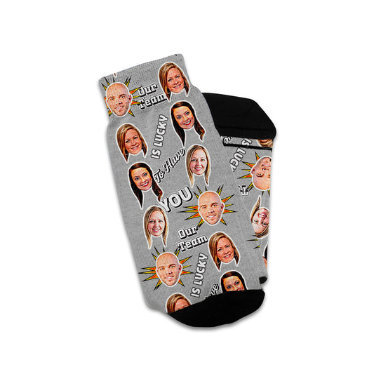 welcome to the team personalized gift socks with faces