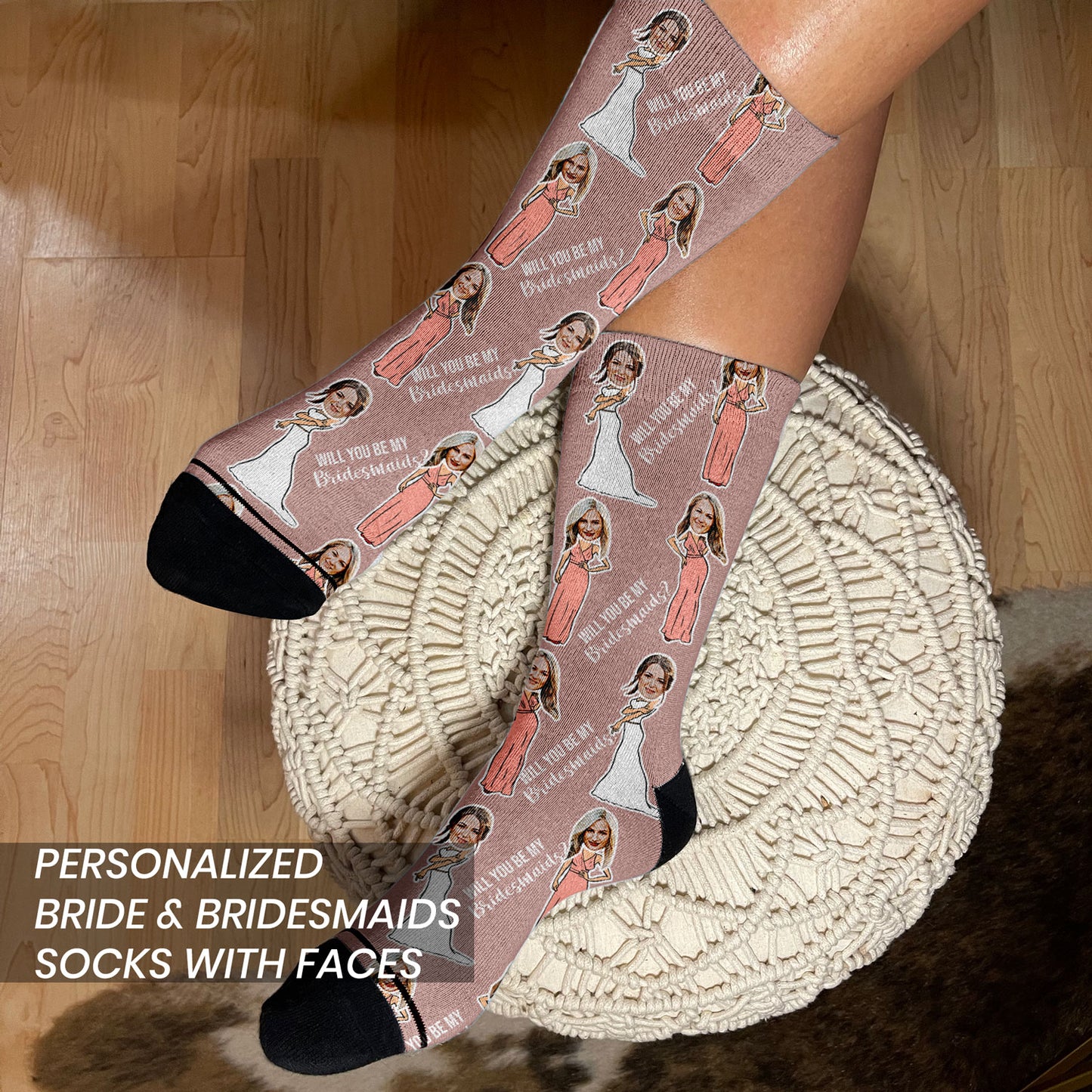 will you be my bridesmaids gift socks personalized with faces