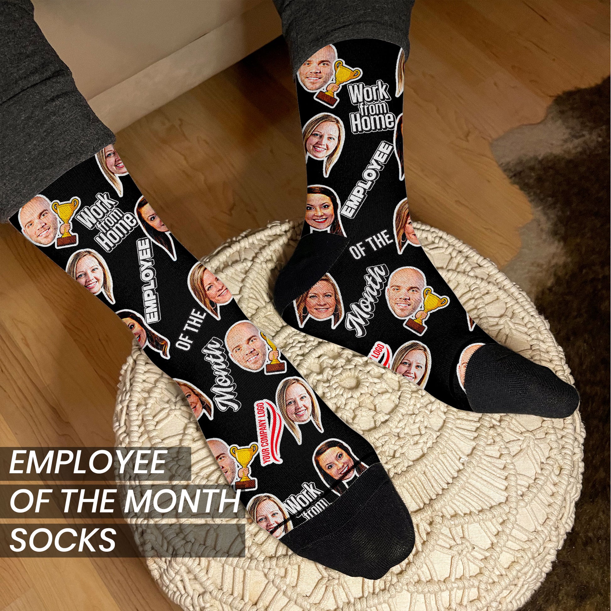 work from home employee of the month coworker gift socks with faces