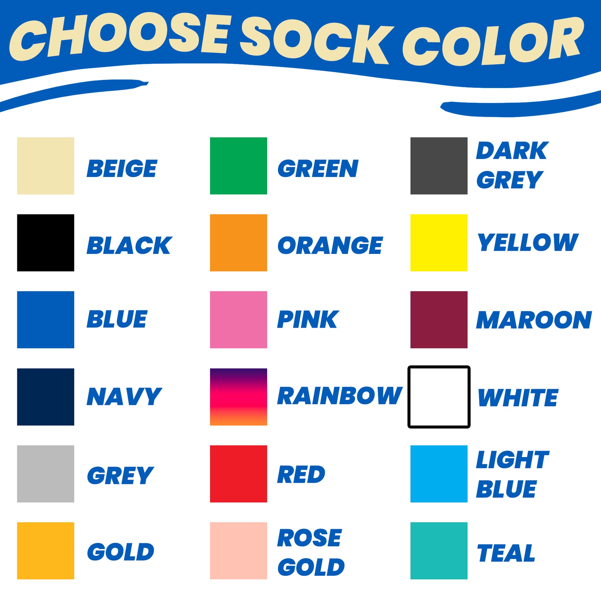 swatches of all sock color backgrounds