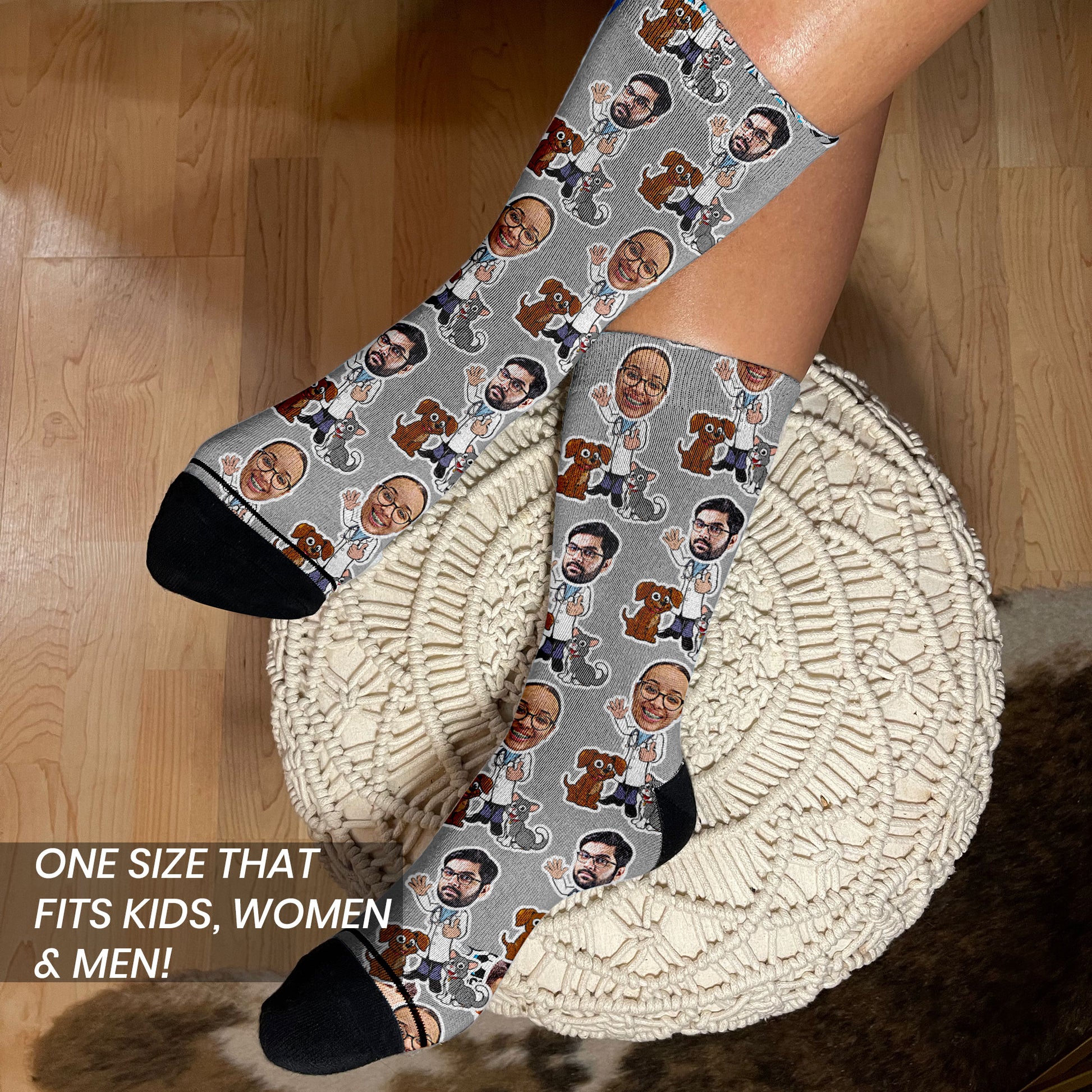 personalized vet socks on women's feet