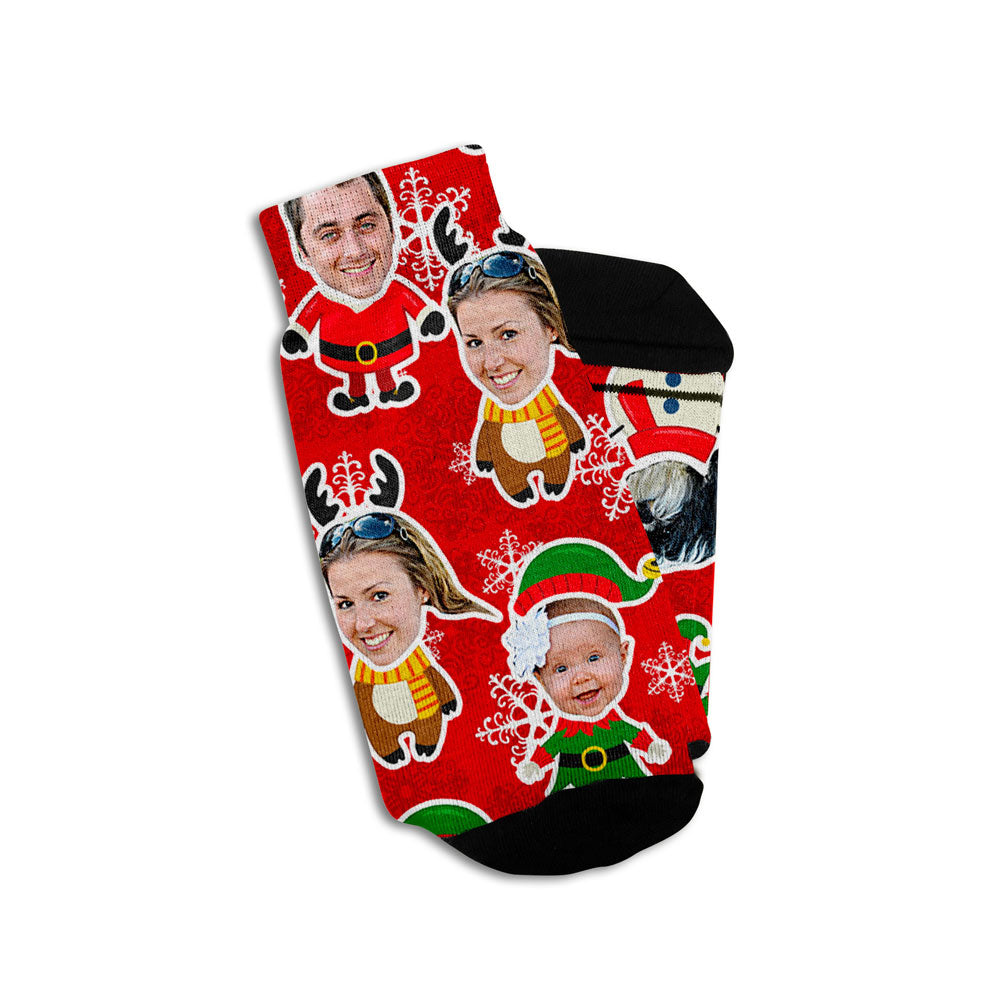 personalized christmas socks with faces in red