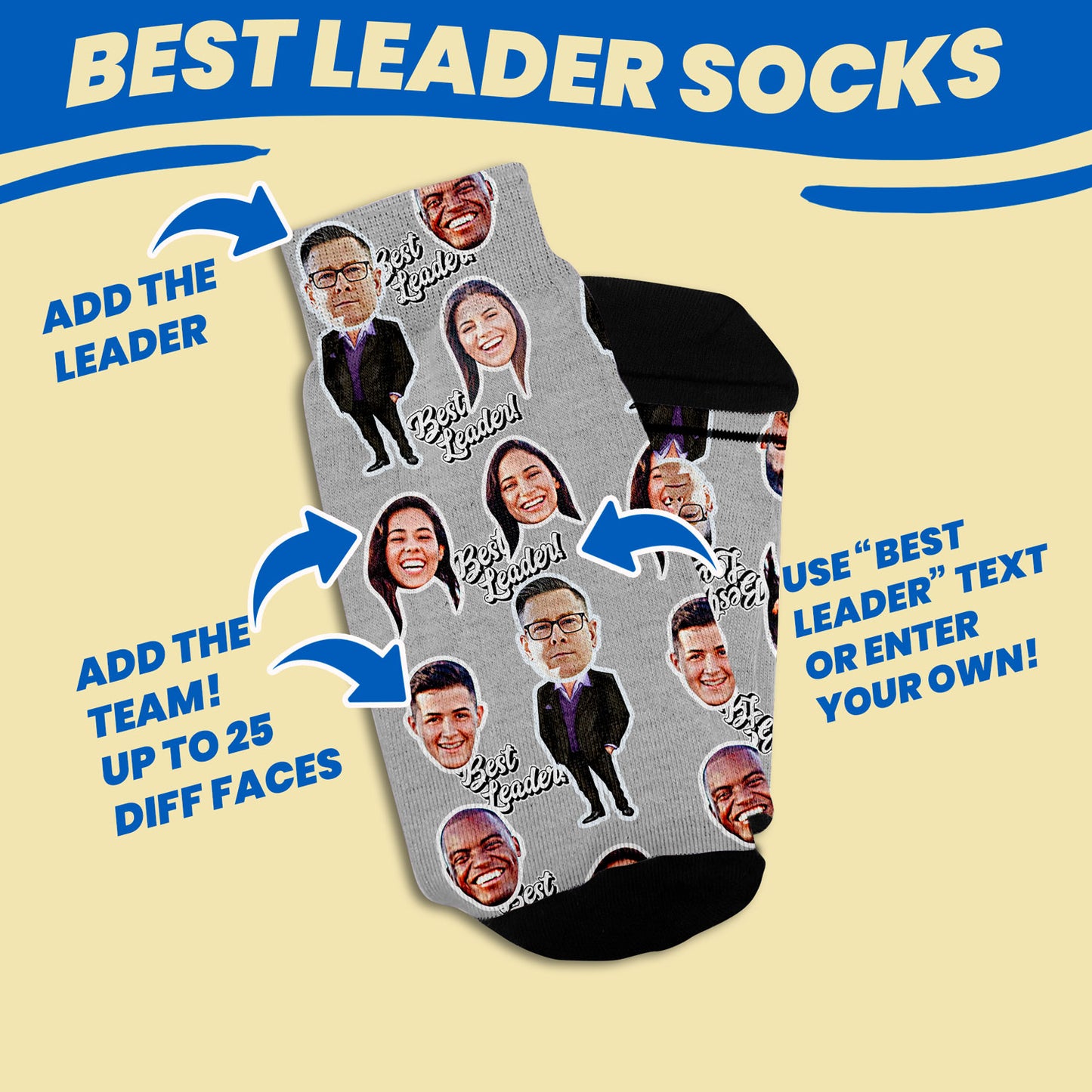 personalized gift socks for boss dat including boss and coworkers in grey