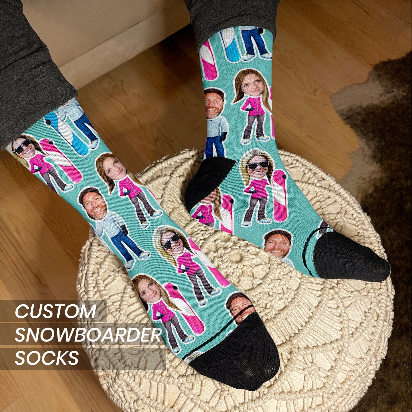 snowboarding custom face socks