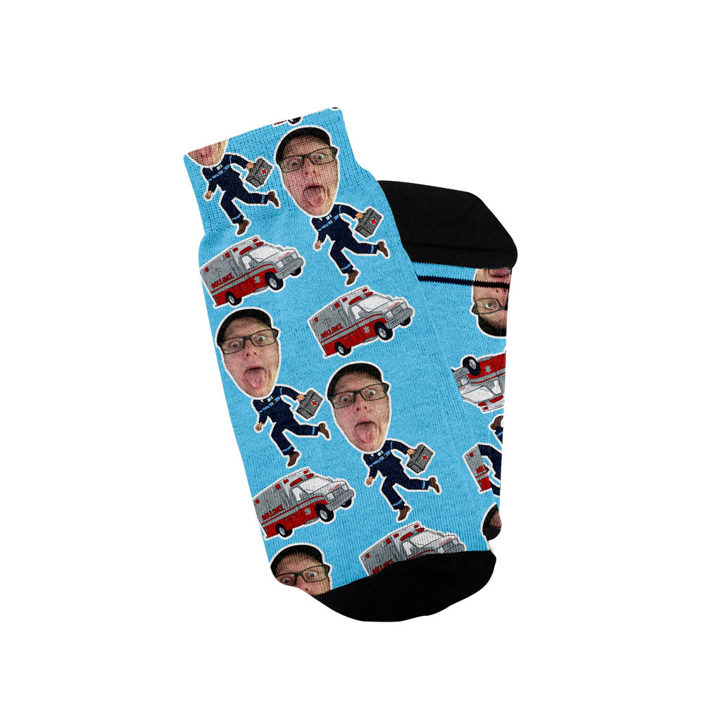 personalized paramedic gift socks unisex in light blue