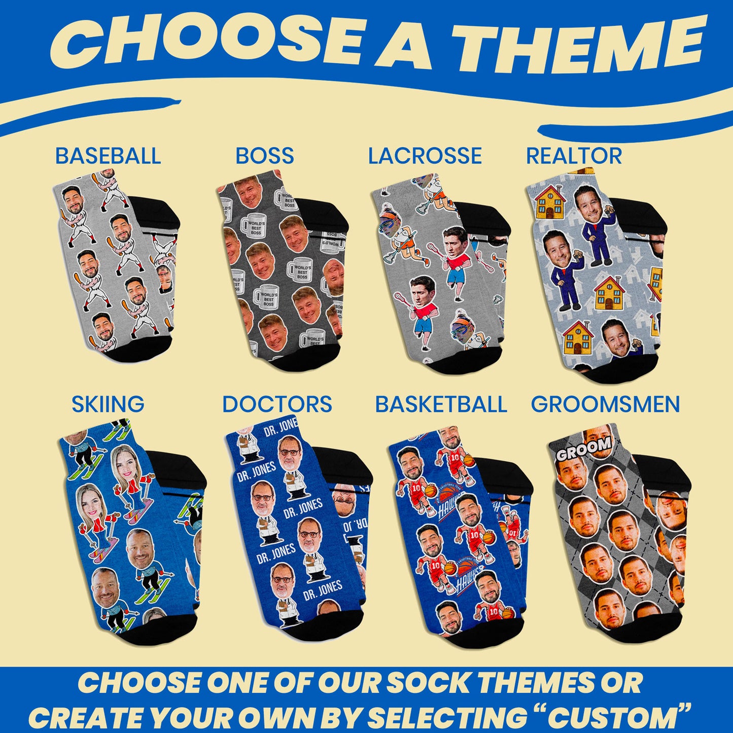 personalized socks in bulk themes to choose from