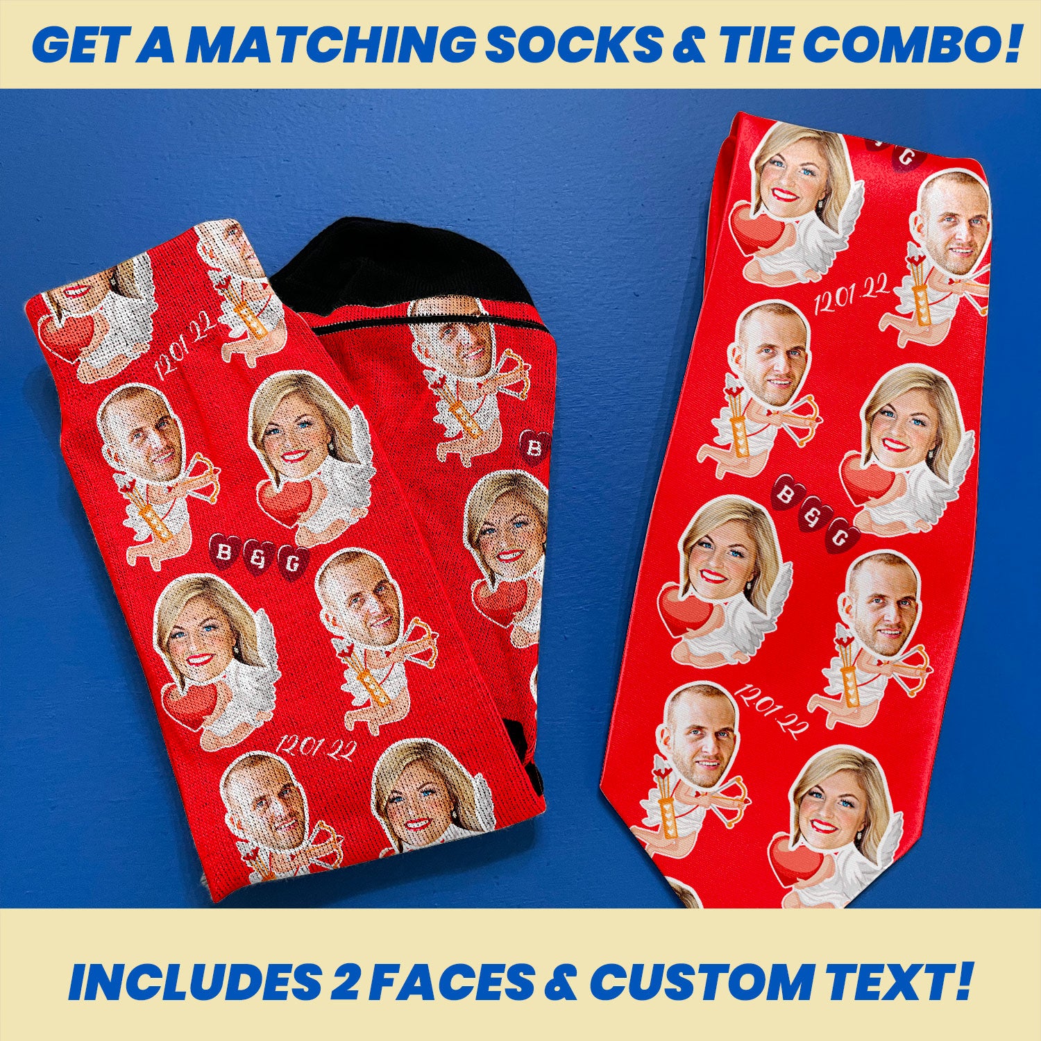 personalized socks and tie pack for valentines day